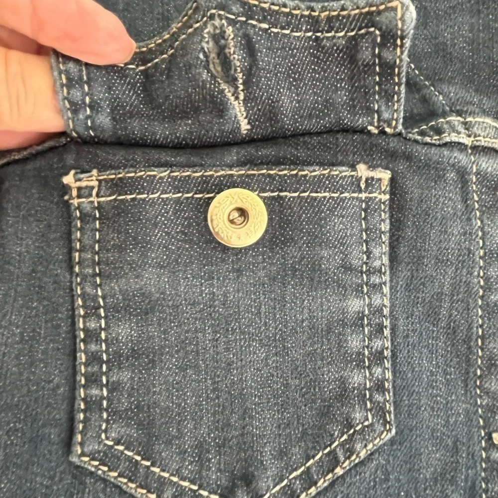 Levi's Ex Boyfriend Trucker Cowgirl Jean jacket denim dark blue Womens Small - Picture 5 of 11